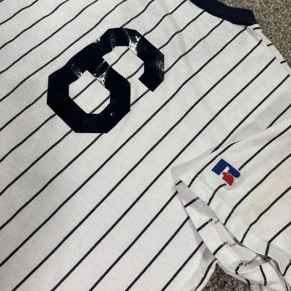 Vintage Yankees Pinstripe Shirt Russell Athletic Medium 90s Classic